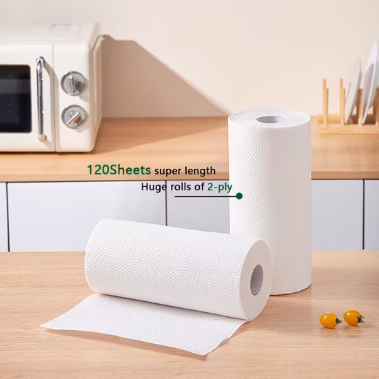 100% Virgin Wood Pulp High Absorbency Full Embossed Kitchen Paper Towel