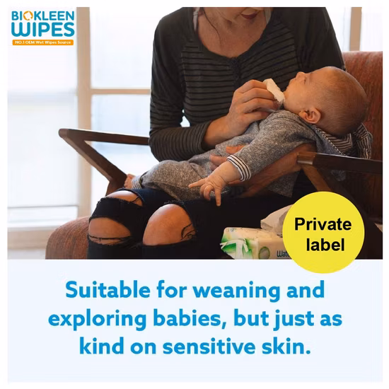 Biokleen 卸売ベビーワイプ、スパンレース不織布、生分解性竹有機水ベビーワイプ